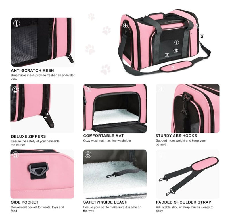 Bolsa de Transporte para Pet Avião Luxo - Rosa